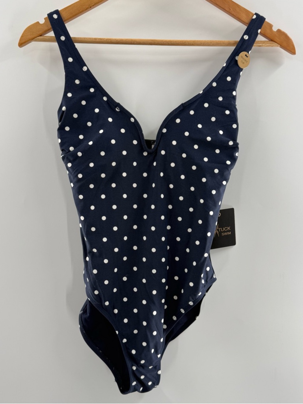 NWT Niptuck Wired V-Neck Tummy Control Multi Cup Swimsuit Navy Marine Print 4